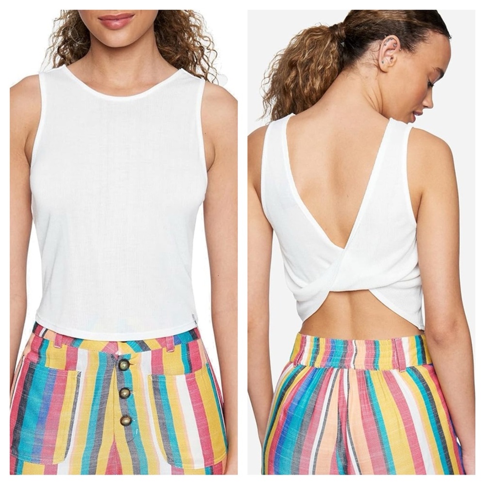 Hurley White Twist Back / Front Ribbed H2O-DRI Tank Top Size Various